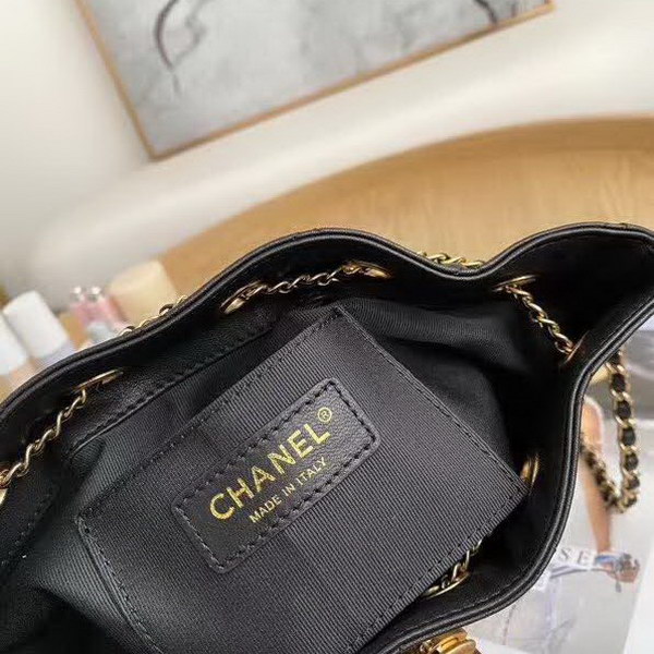 【原版皮】香奈儿/Chanel 抽绳包，采用进口羊皮配精美复古五金，整体设计充满激情元素，单肩、斜挎更时尚，更具有创意和别致风格，各大女星，时尚博主都人手一只，款号：AS1266