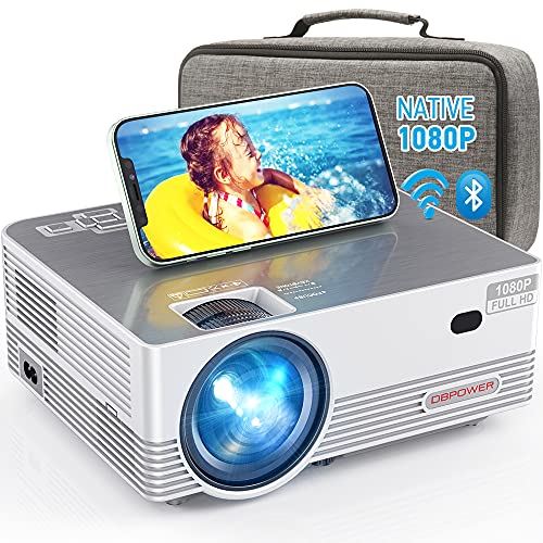 1080P & 8000L WiFi Bluetooth Projector for iOS/Android & Zoom w/Carrying Case