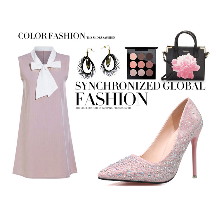 11CM Stylish Sweet Elegant Light Pointed Diamond Drill Rhinestone Wedding Sandals