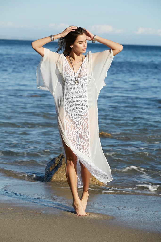 White Lace Long Cover Up