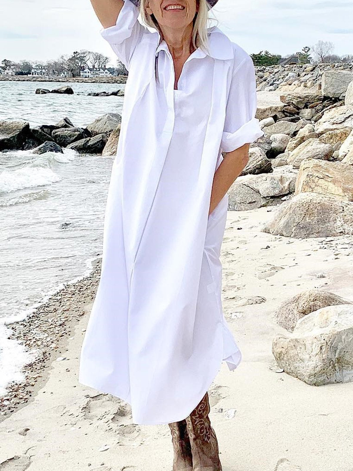 Large size loose shirt dress