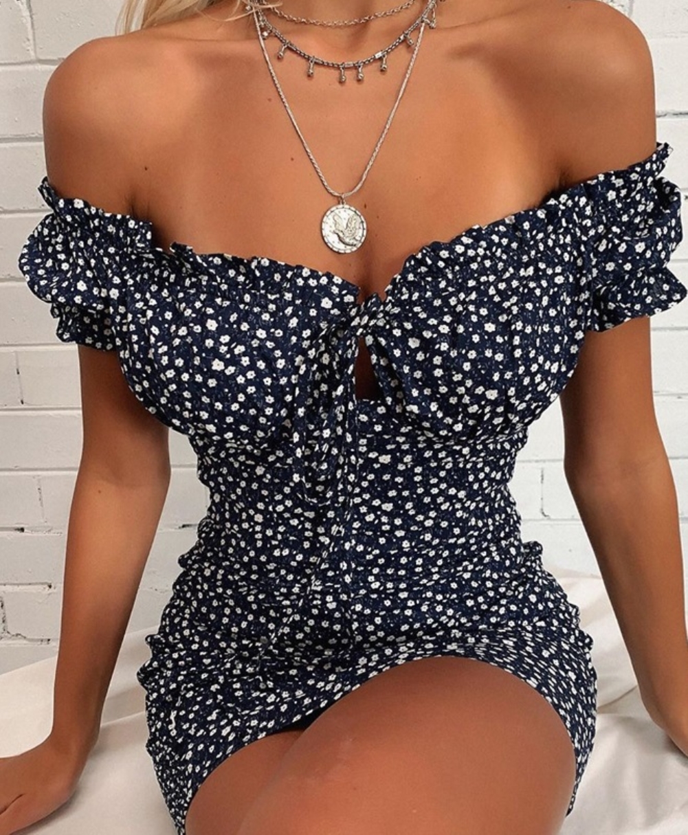 Summer Sexy Floral Ruffles Mini Dress