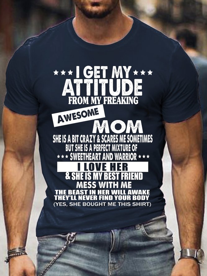 I Get A Awesome Mom Crew Neck Shirts & Tops