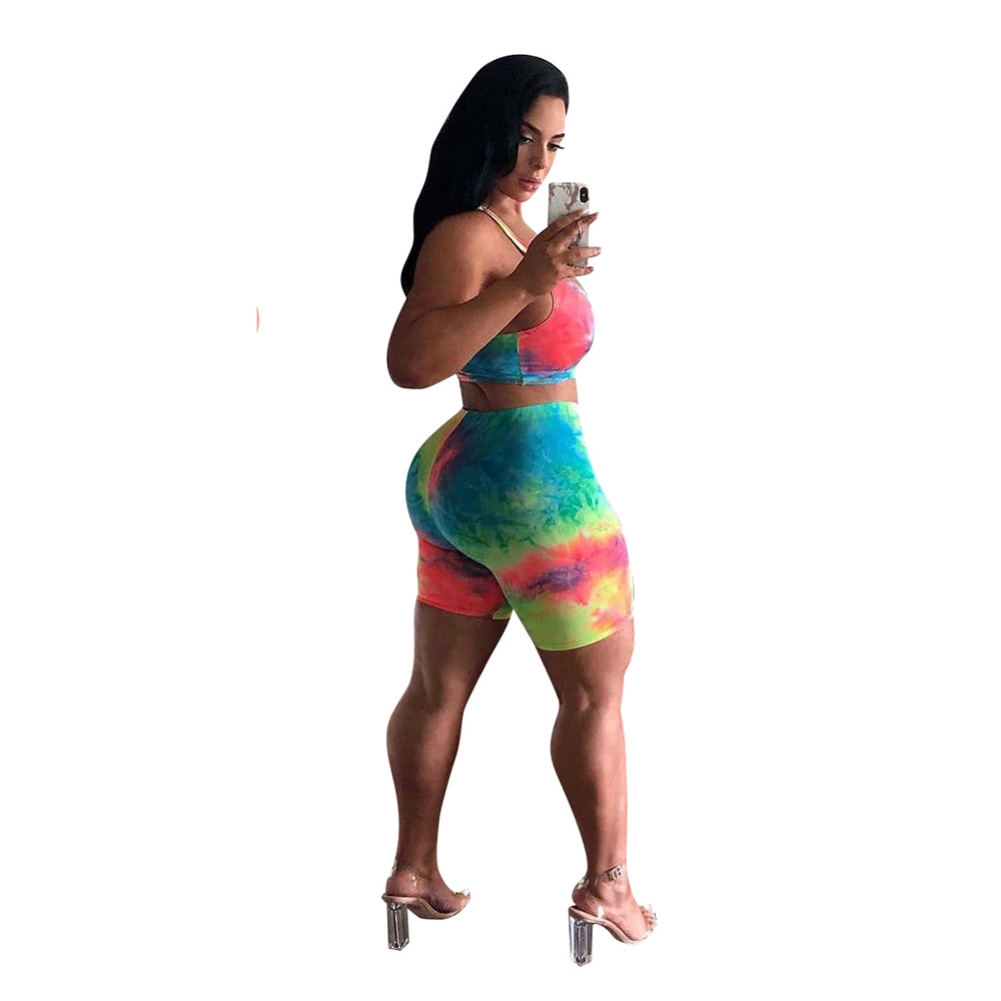 Tie Dye Sexy Two Piece Shorts Set