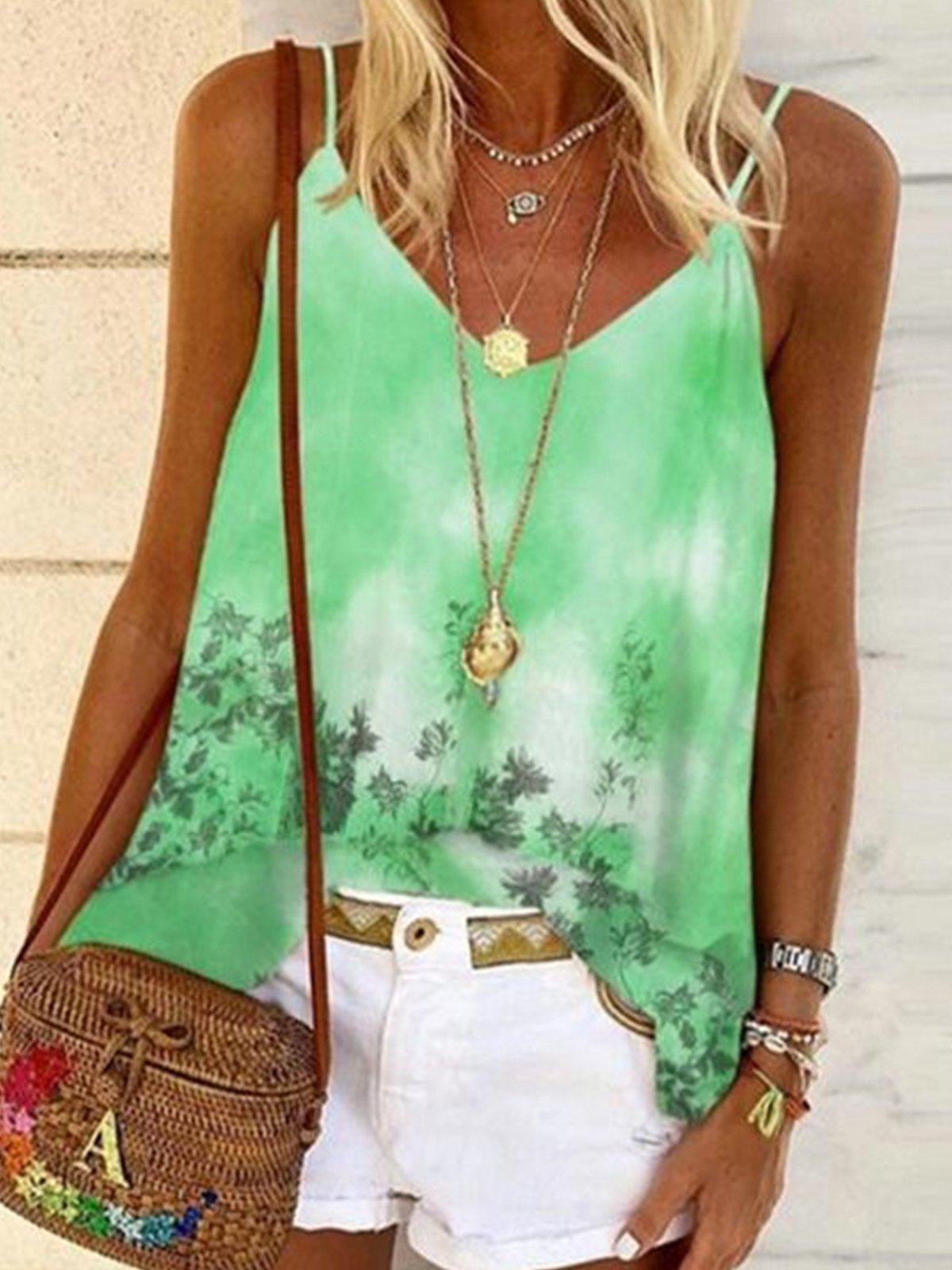 Cotton-Blend Sleeveless Shirts & Tops