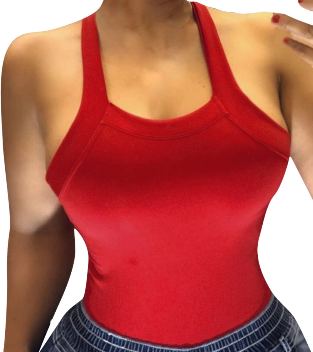 Sexy Plain Tight Halter Vest