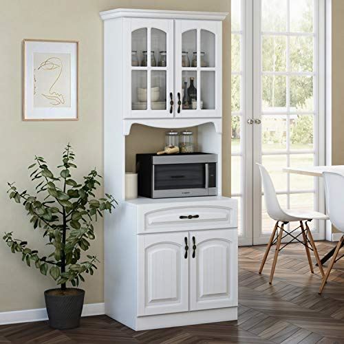 Living Skog Kitchen Cabinet with Storage Shelves and Microwave Stand