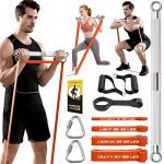 TESLANG Resistance Band Bar, 500 LBS Load Strength Training Bar with 4 Heavy Resistance Bands with Bar for Chest Press Deadlift Squats Curl- Orange