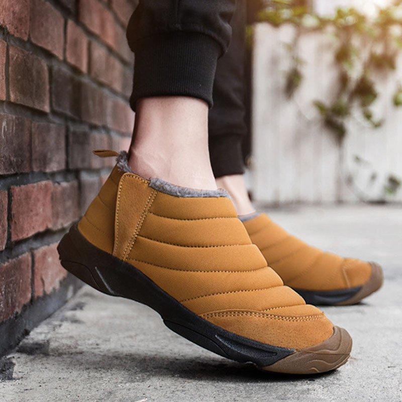 Unisex Waterproof Fur Lining Slip On Snow Boots