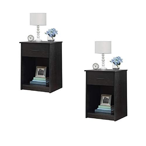 Set of 2 Nightstand MDF End Tables with Multiple Colors for Bedroom