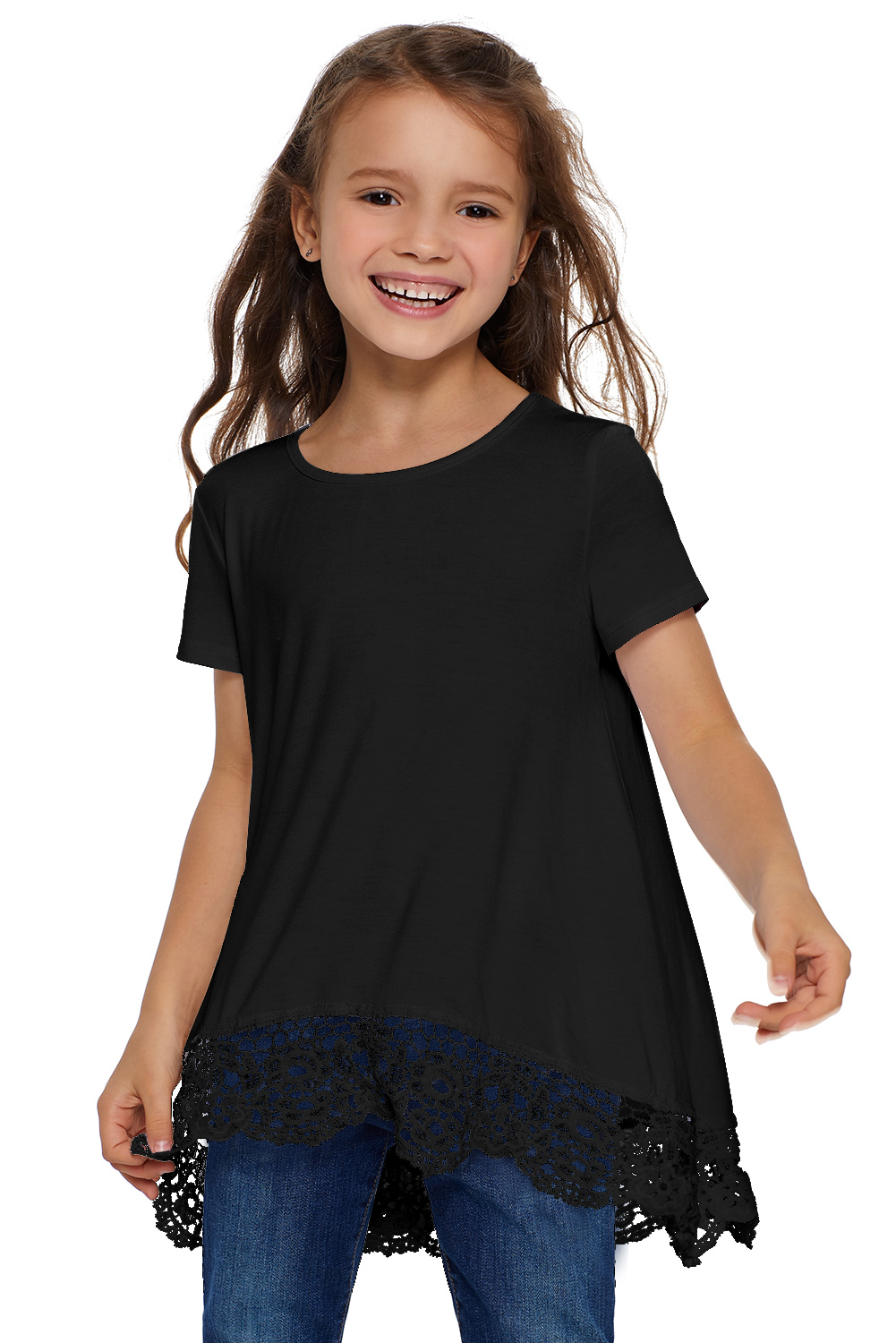Black Girls Short-sleeved Top