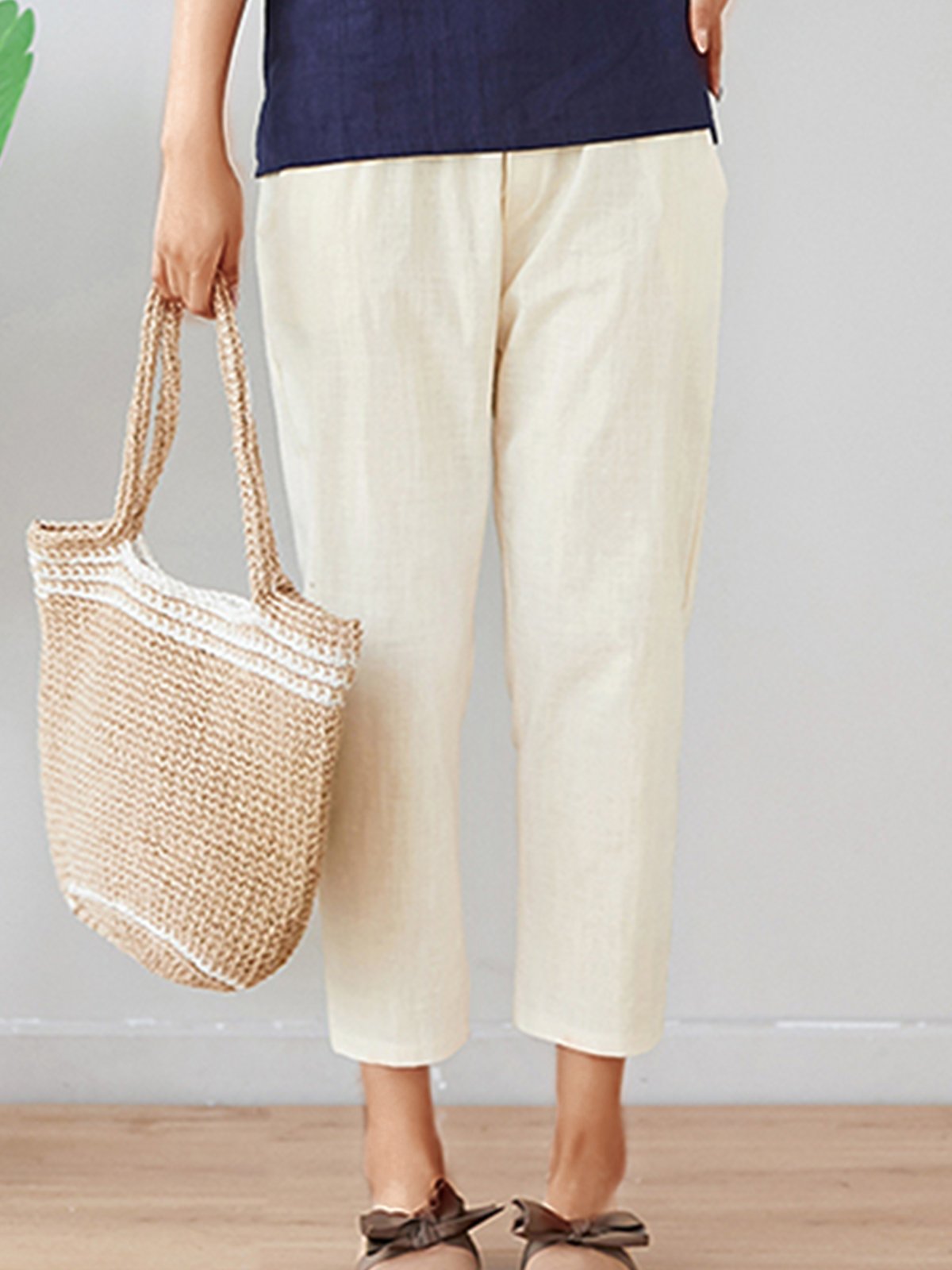 Plus Size Women Plain Casual Pants