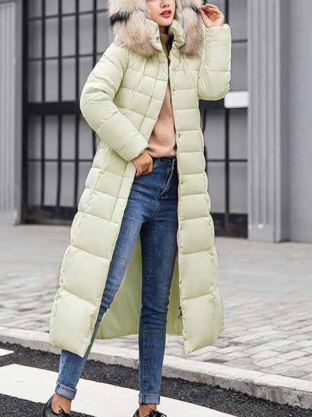 Womens Winter Long Coats Plus Size Fur Collar Down Coats