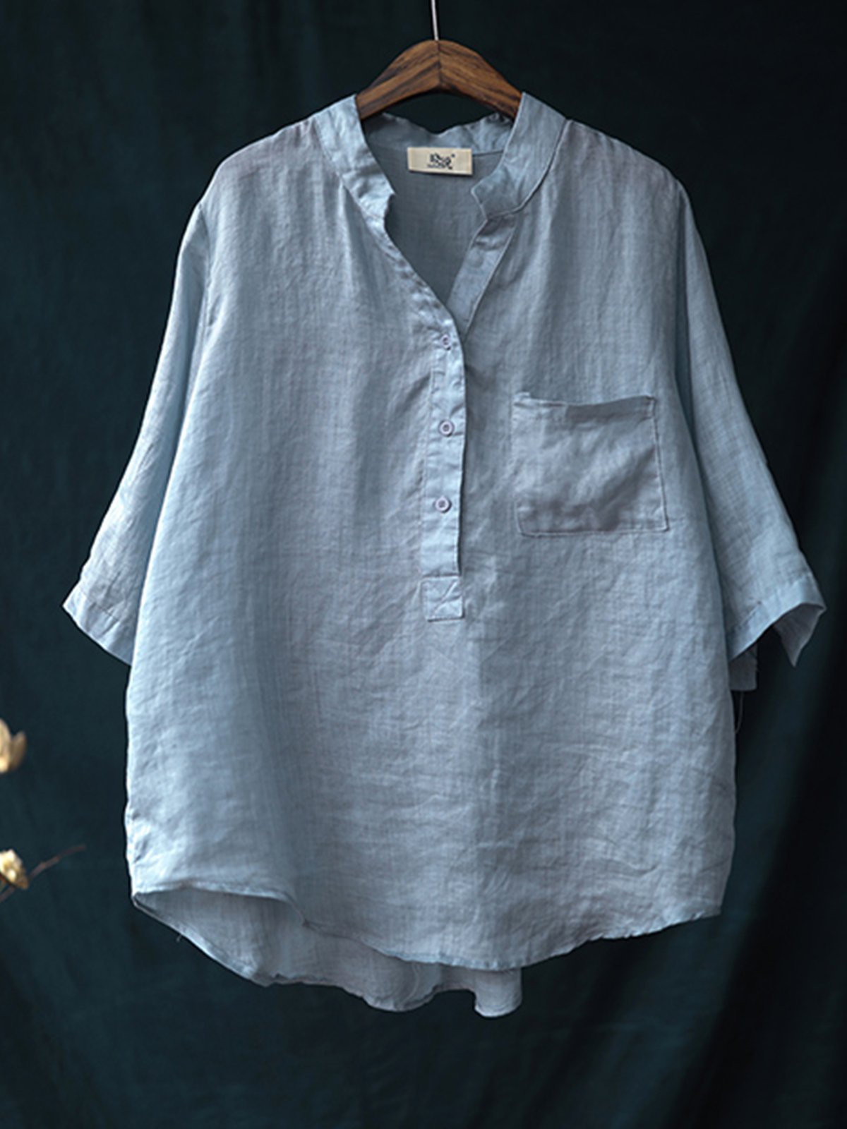 Plus Size Women Half Sleeve V Neck  Solid Casual Tops