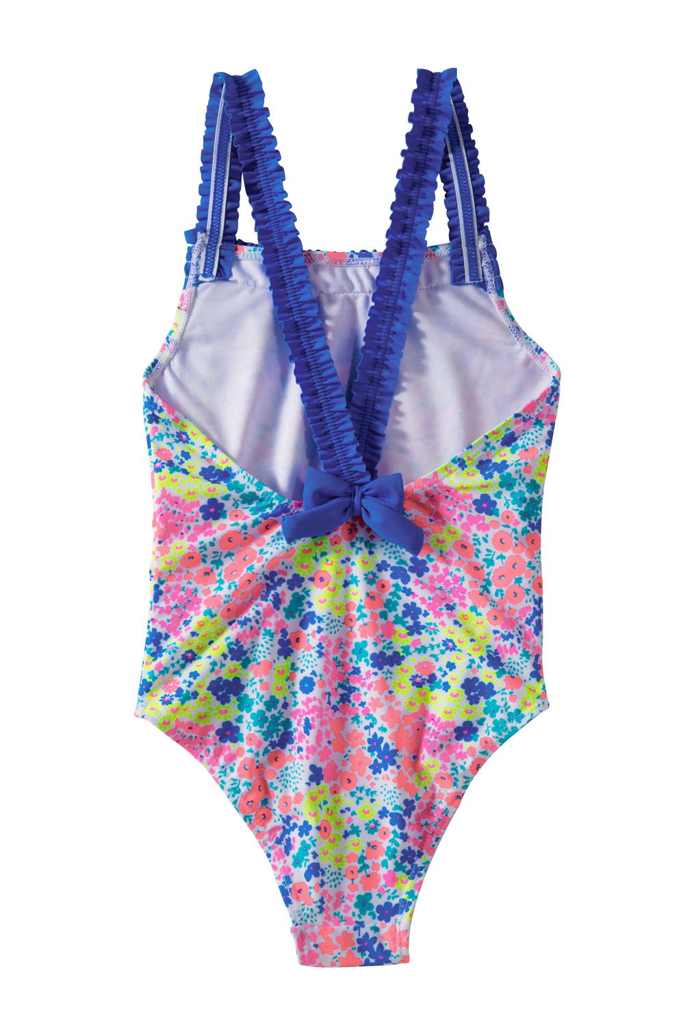 Multicolored Little Girls’ Flower Print One Piece Swimsuit