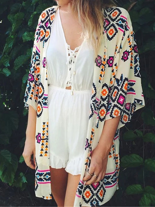 Casual Loose Printed Beach Long Cardigan