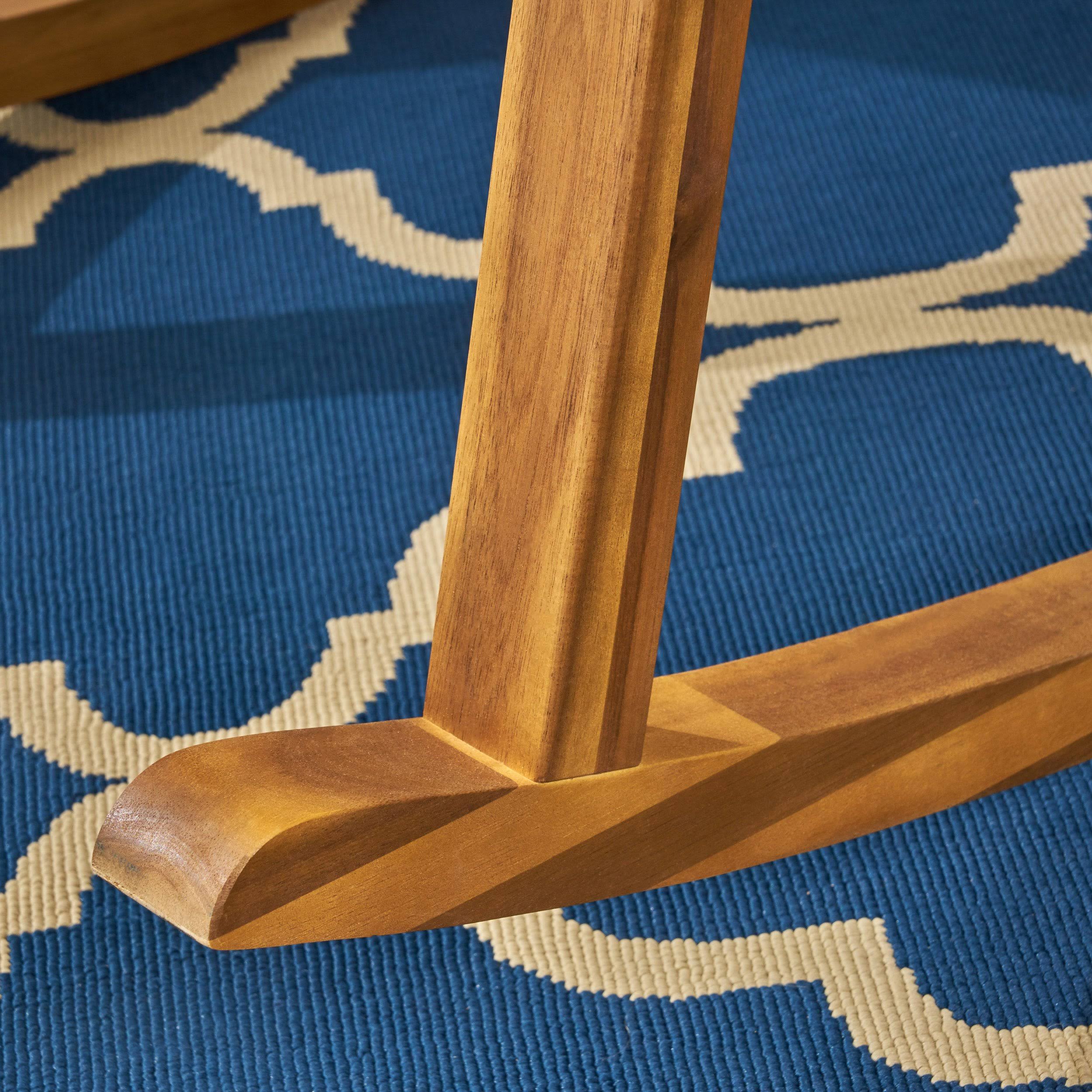 Great Deal Furniture Yvonne Patio Rocking Chair, Acacia Wood Frame, Traditional, Teak Finish with Dark Gray Cushions