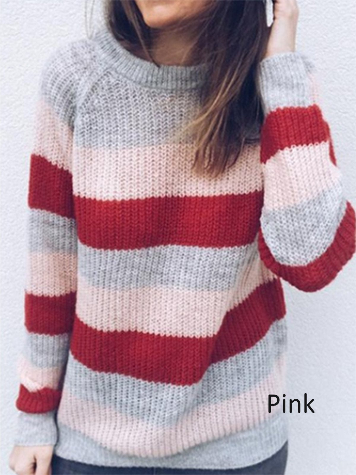 Rainbow Striped Knitted Long Sleeve Sweater