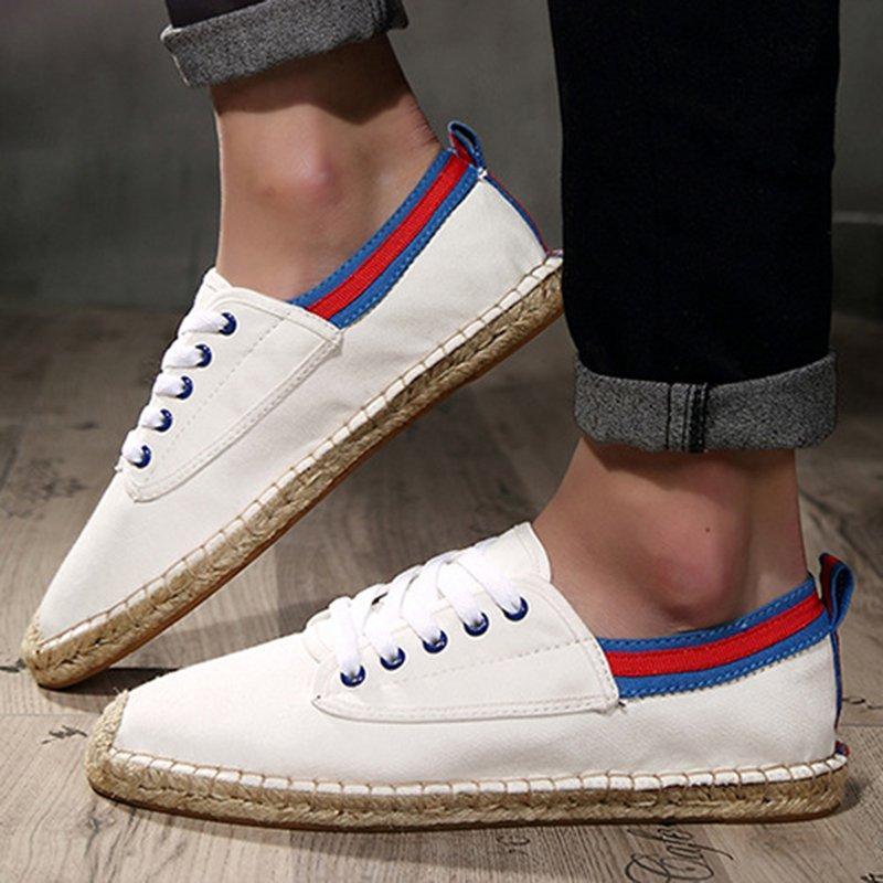 Canvas Lace-up Flat Shoes