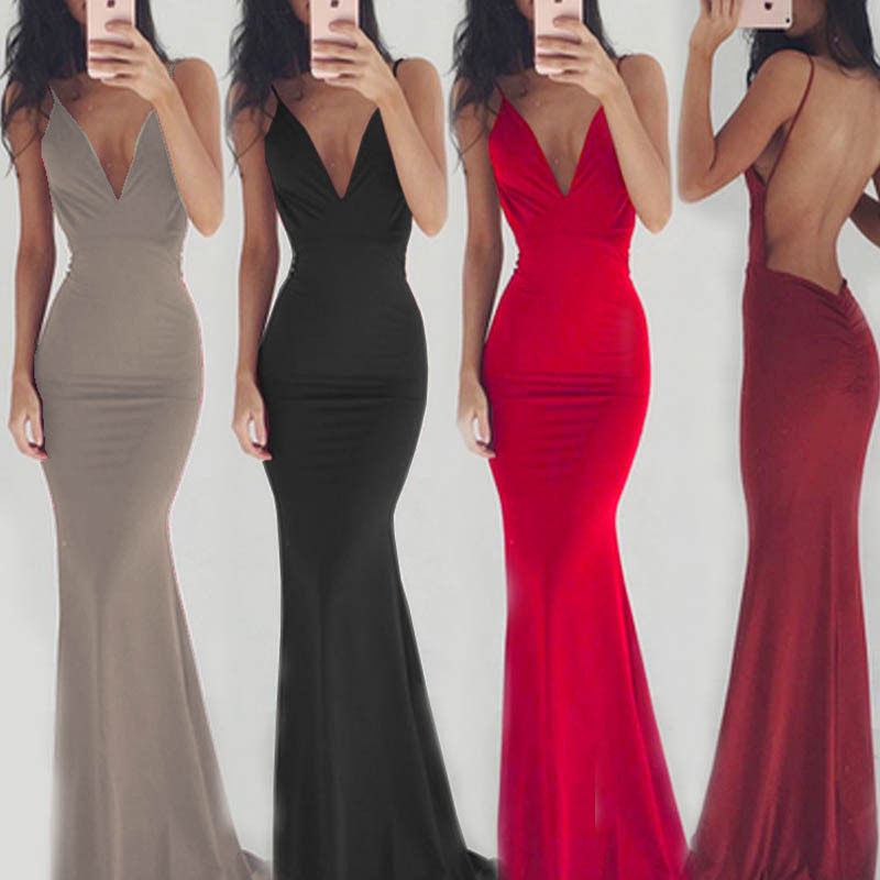 Sexy Dress sleeveless Sling Backless Dress Long skirt