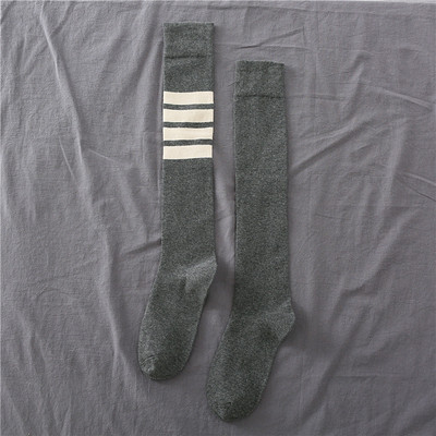 女士长袜 韩国全棉小腿袜 日系滑板袜及膝半截高筒袜三条杠长筒袜