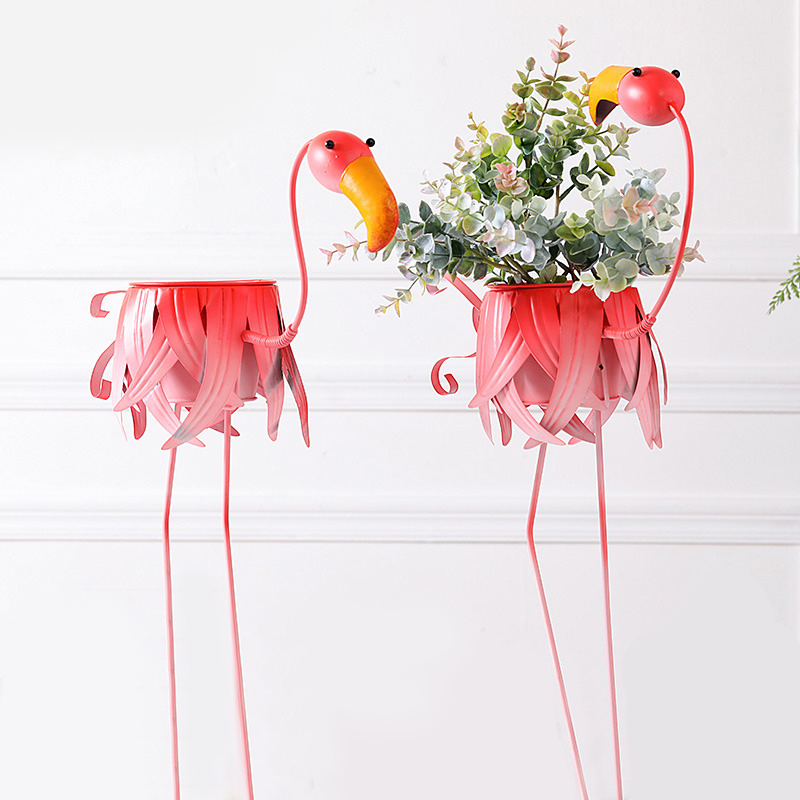 (Buy two free bird water bottles) Flamingo flower pot flower stand indoor animal decoration ornament
