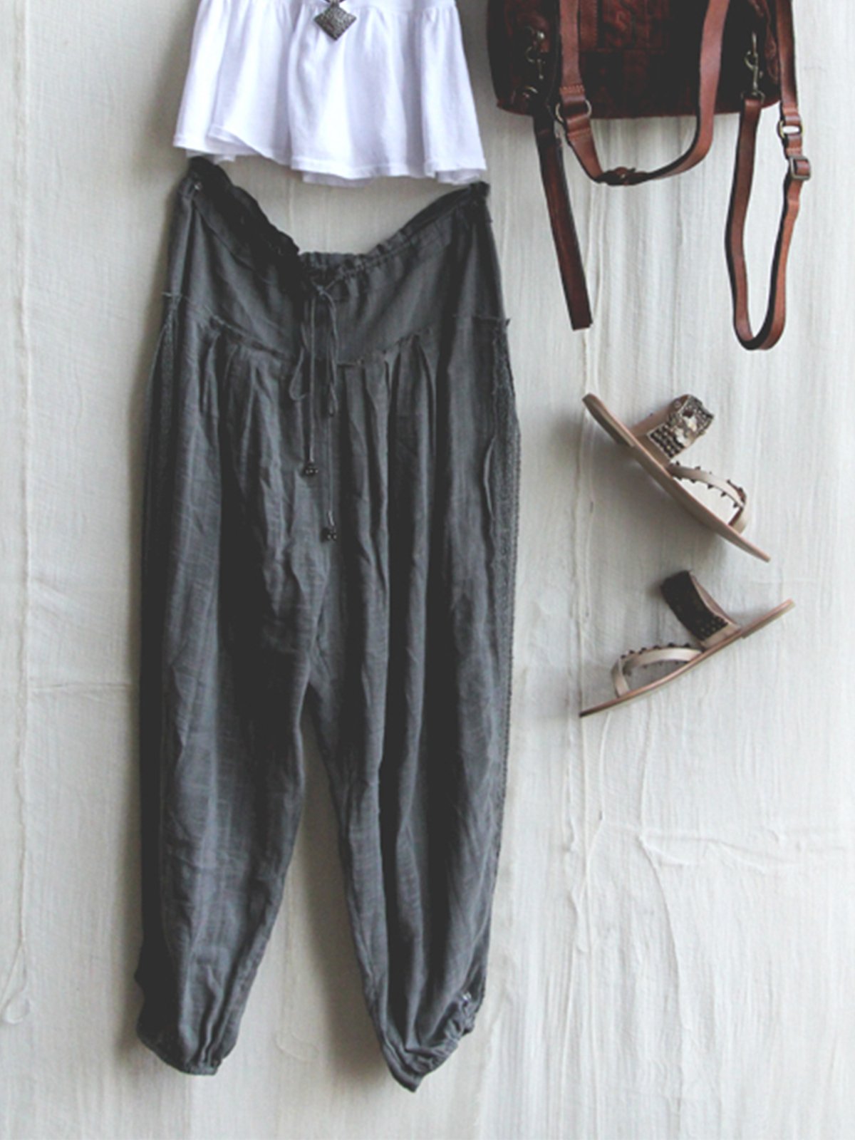 Women Loose Solid  Casual  Pants Baggy trousers