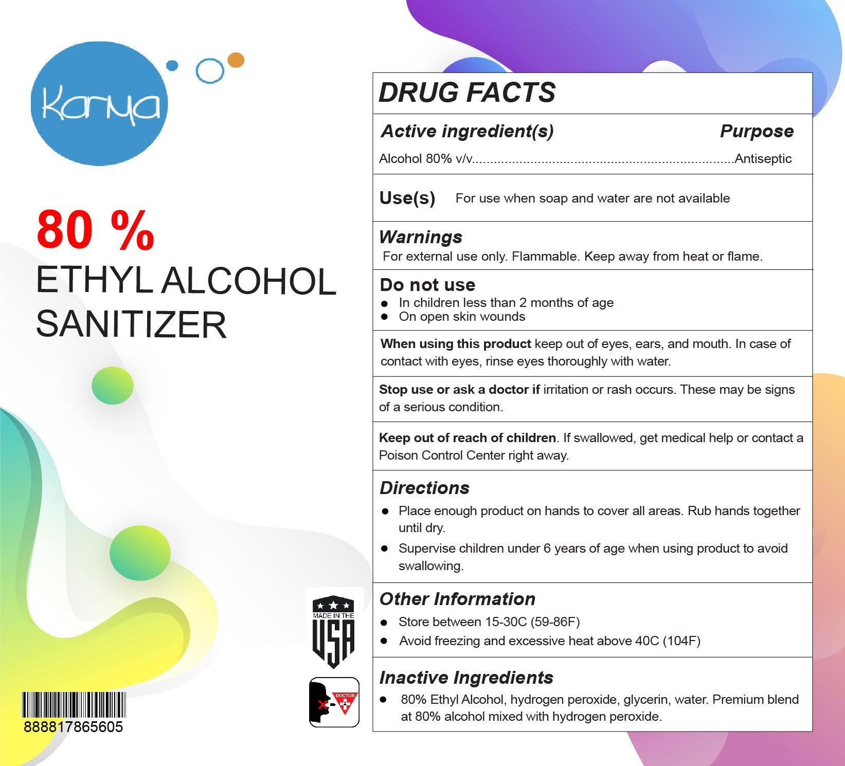 Karma Bulk Liquid Refill Hand Sanitizer - 4 Pack of 1 Gallon