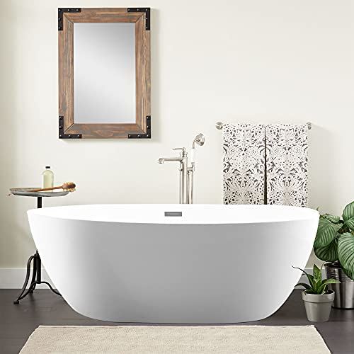 White Acrylic Bathtub Modern Stand Alone Soaking Tub with Polished