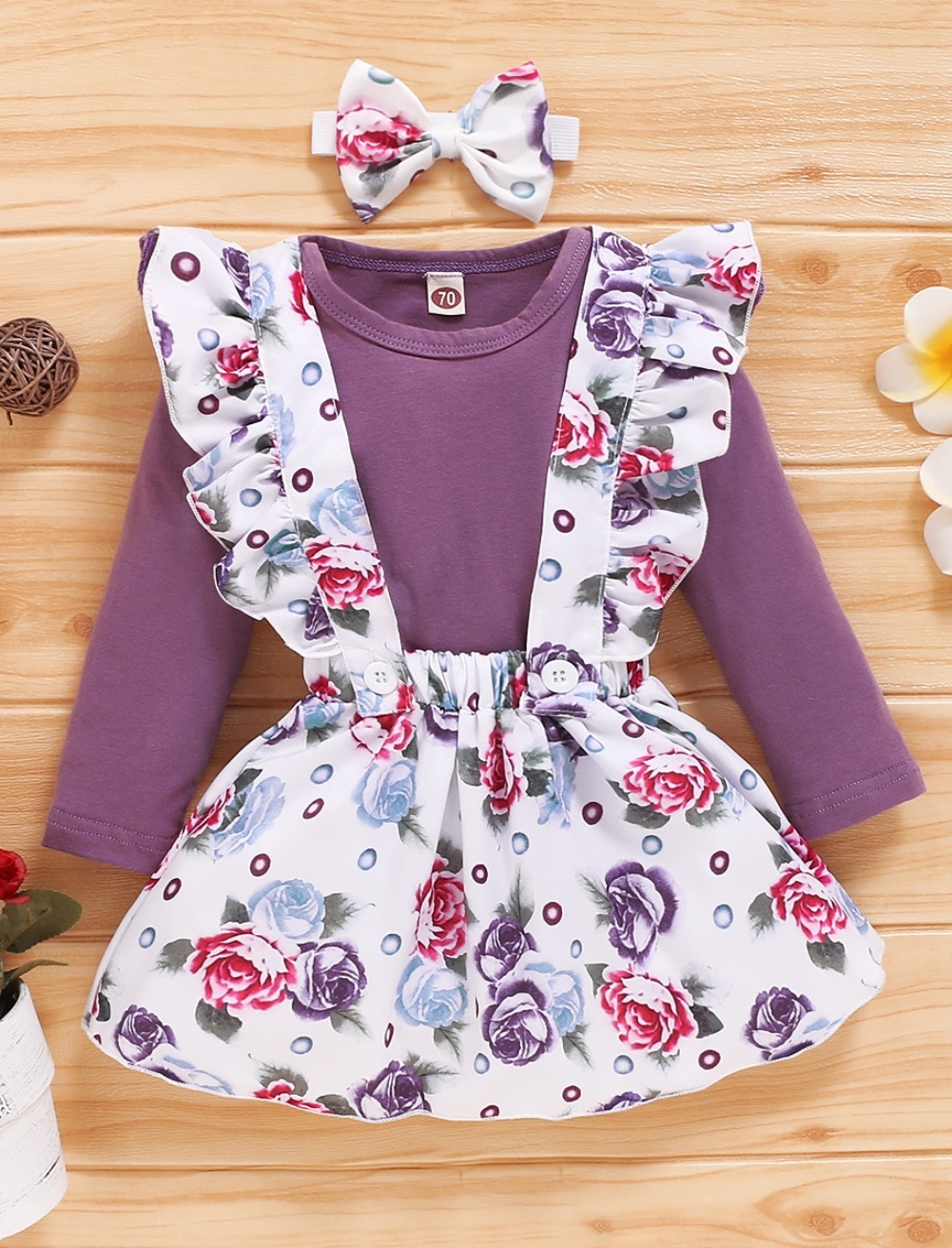 Kids Girl Autumn 3 Piece Print Skirt Set