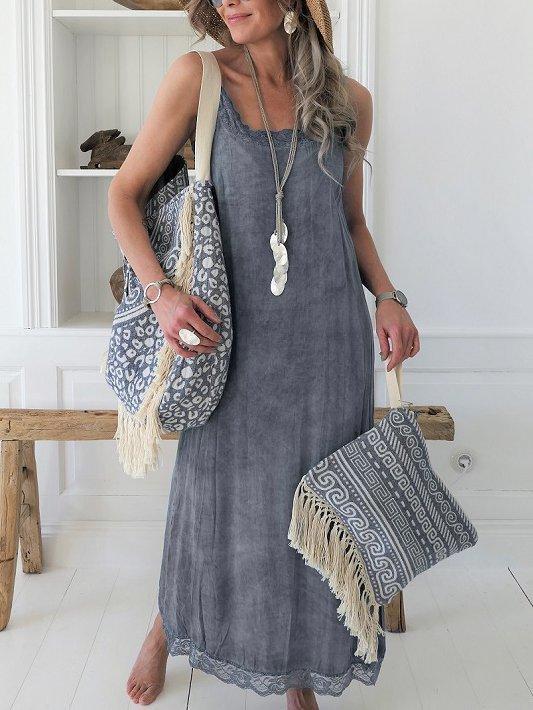 Plus Size Casual Solid Sleeveless Dresses