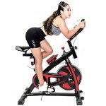 FRP Indoor Stationary Bike with 22 LB Flywheel, Digital Monitor, 285 LB Max-  For Home Gym- Fitness Equipment for Men and Women- Red