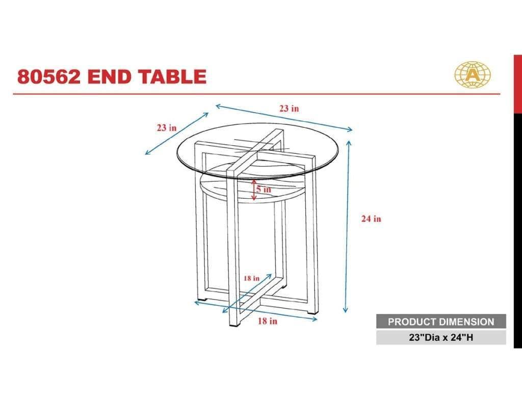 Acme Janette End Table Weathered Oak Black Nickel Glass
