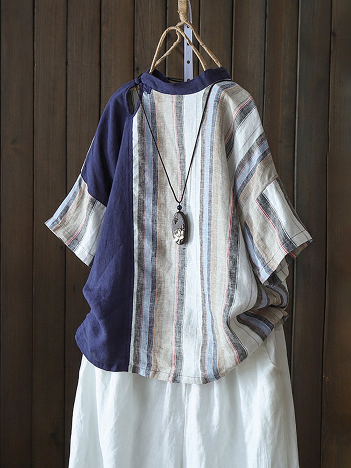 Casual Half Sleeve Round Neck Plus Size Tops