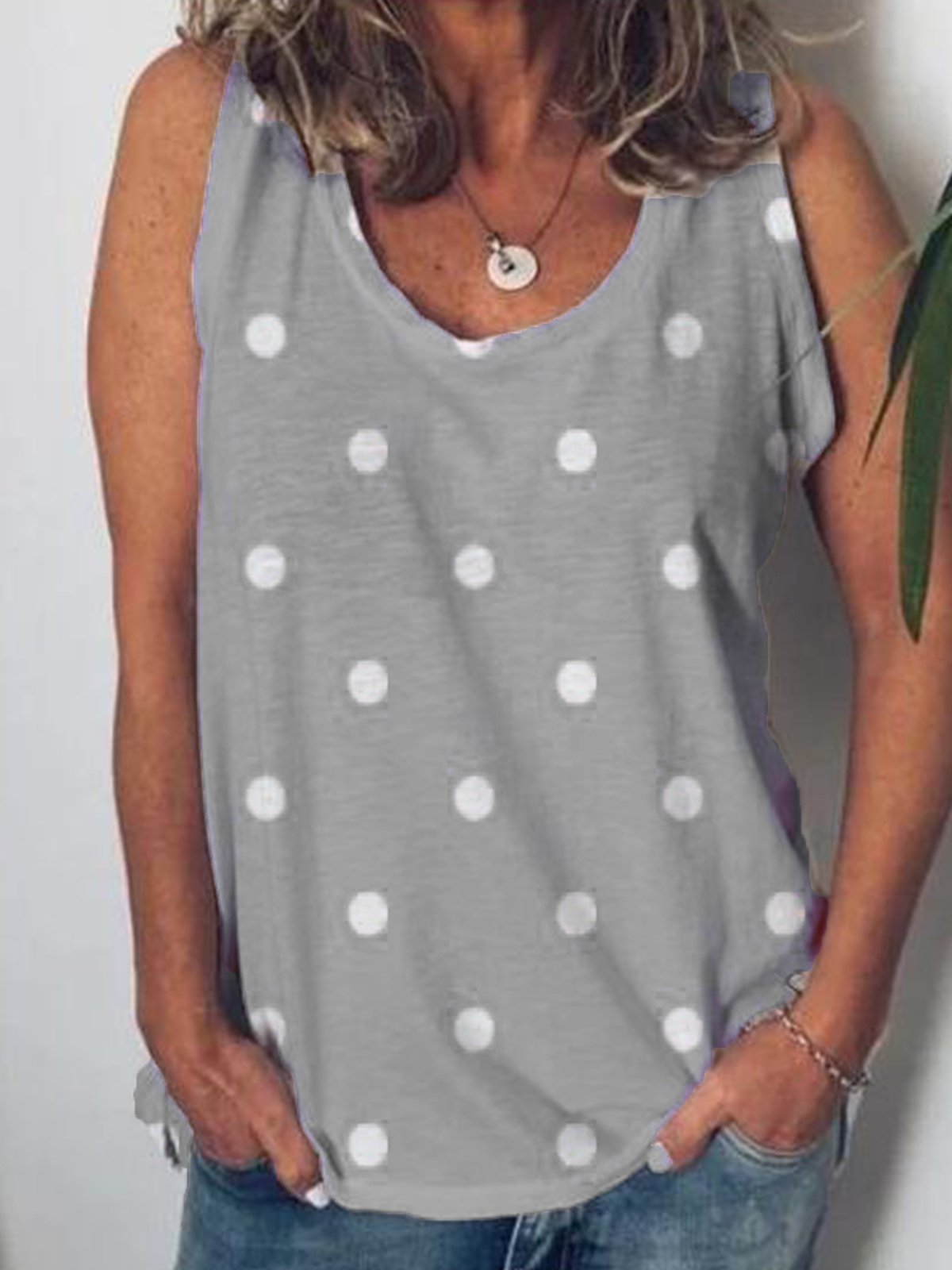 Casual Sleeveless Cotton-Blend Shirts & Tops