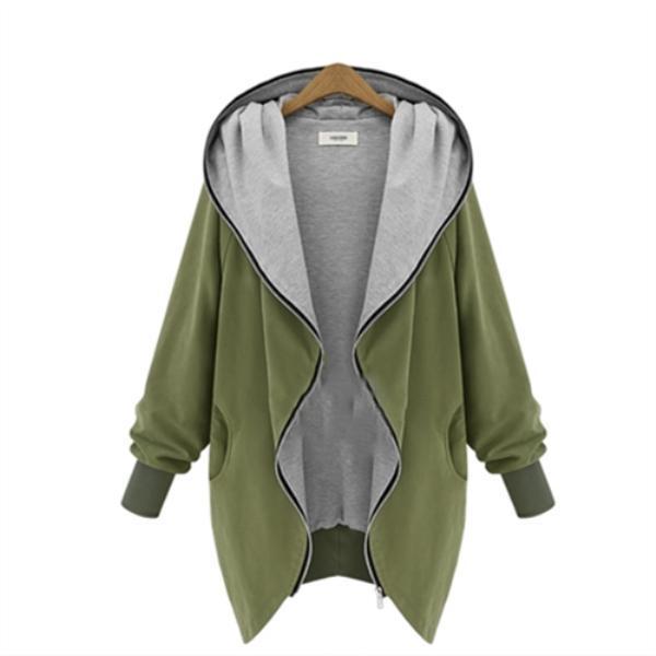 Fashion Zipper Long Sleeve Large Size Coat