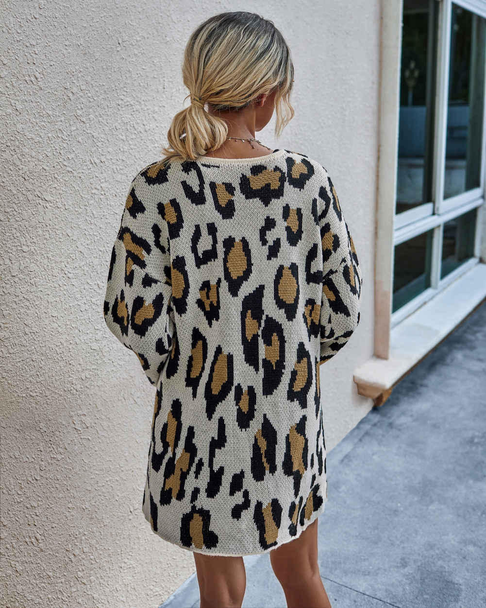 Falls Leopard Cardigans with Wide Sleeve Cuffs