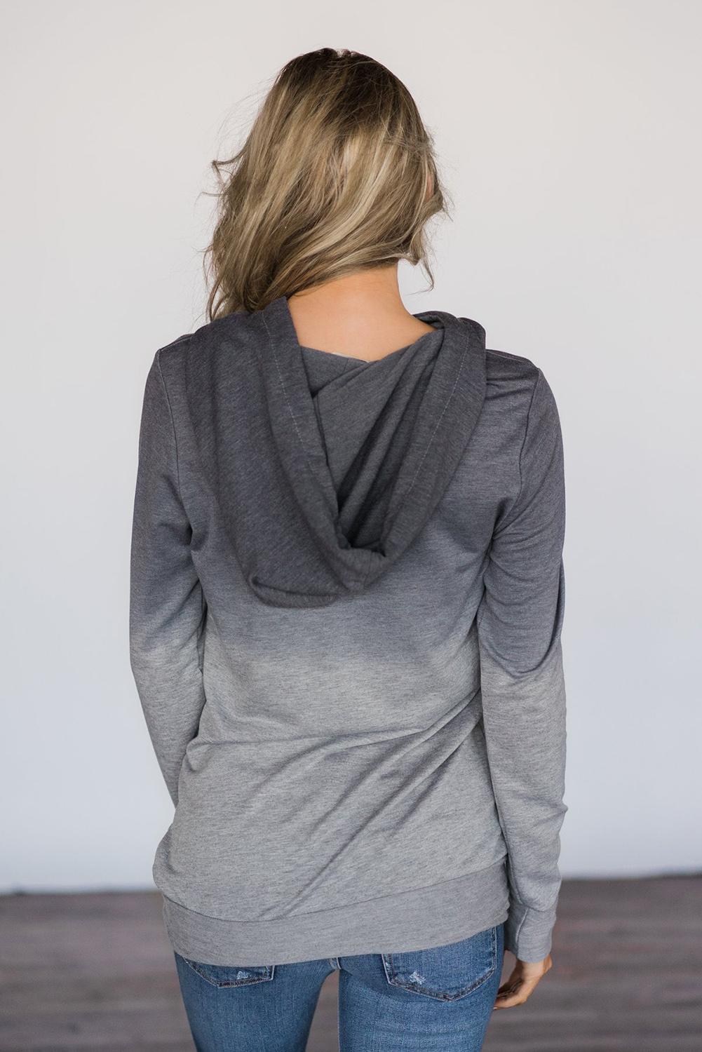 Gray Ombre Kangroo Pocket Pullover Hoodies