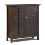 Acadian SOLID WOOD Storage Cabinet with 2 Tempered Glass Doors / 39 inch