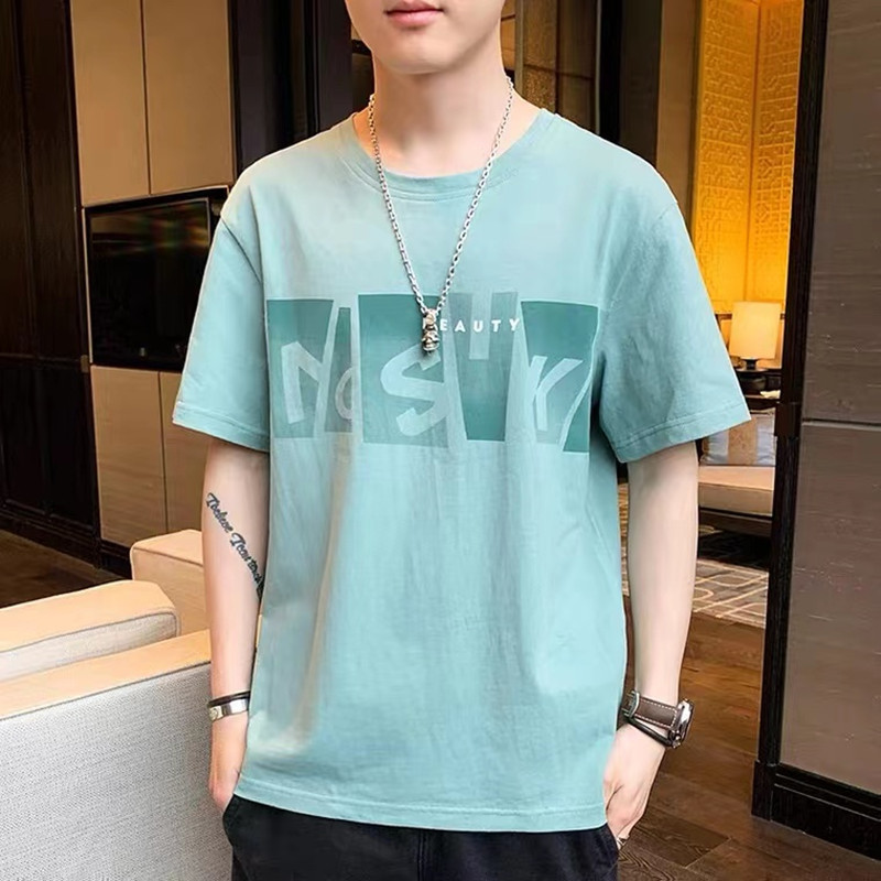 短袖t恤男士宽松纯棉上衣2022新款夏季潮流潮牌半袖衣服男装体恤