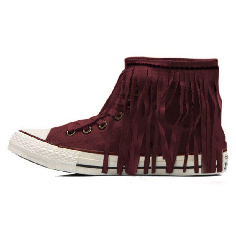 White Cloth Winter Tassel Flats