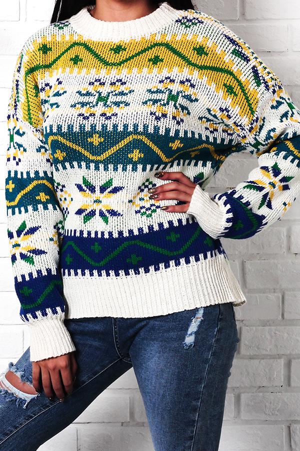 Snowflake Christmas Casual Long Sleeve Sweater