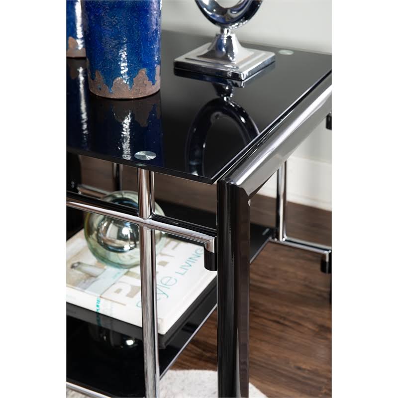 Powell Dart Glass End Table in Black - PCYMX02