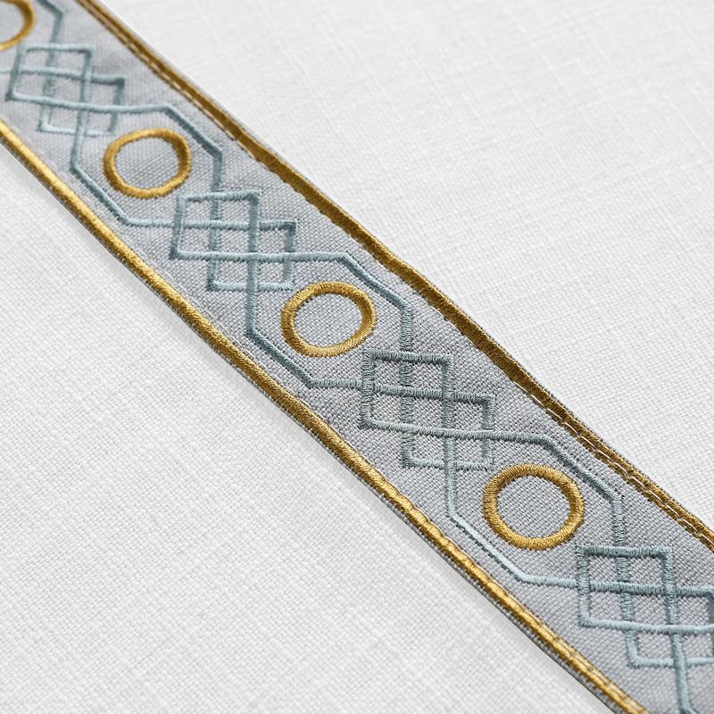 AMARA Polyester Linen Curtain Drapery With Decorative Trim Custom Sold Per Pair