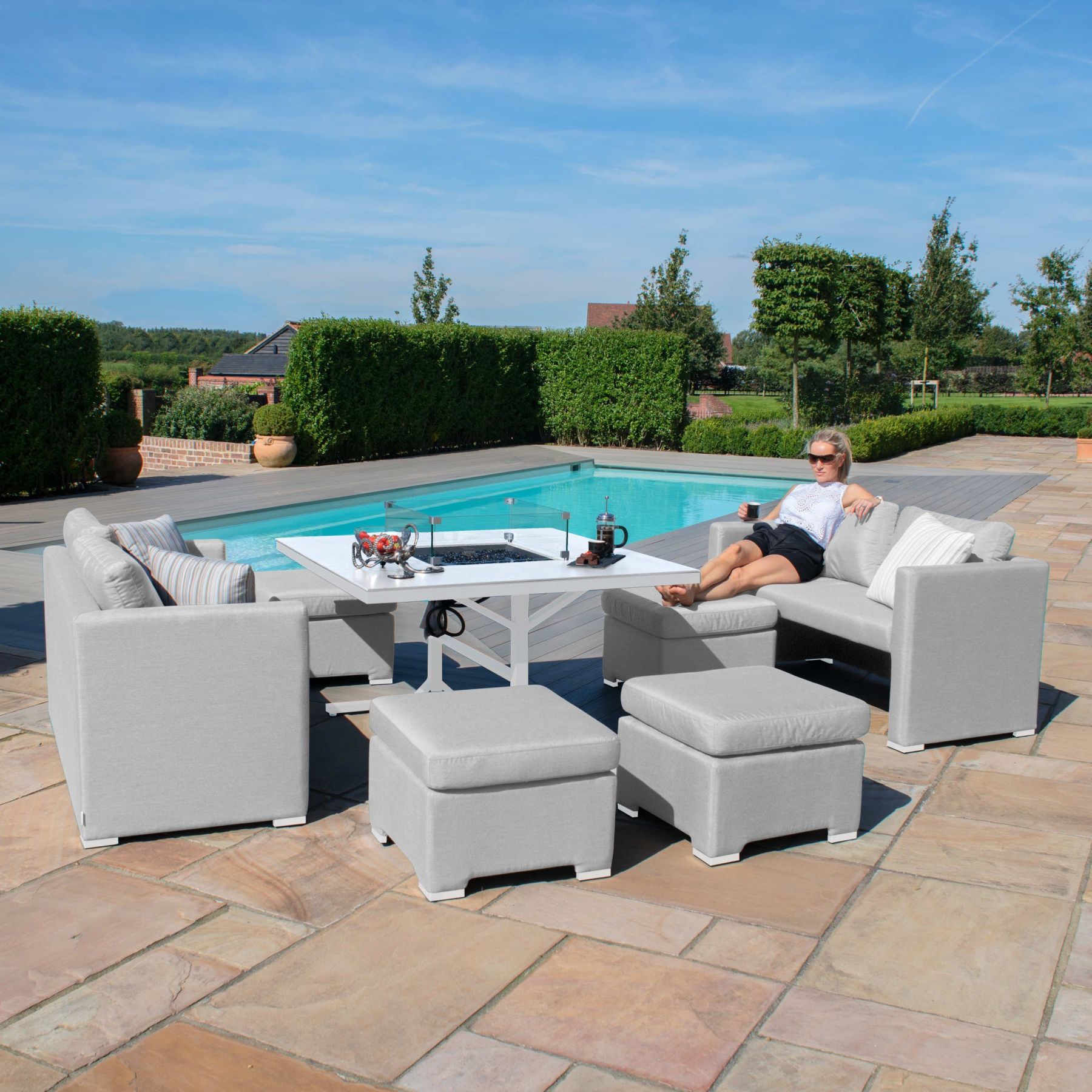 Fuzion Cube Sofa Set with Fire Pit
