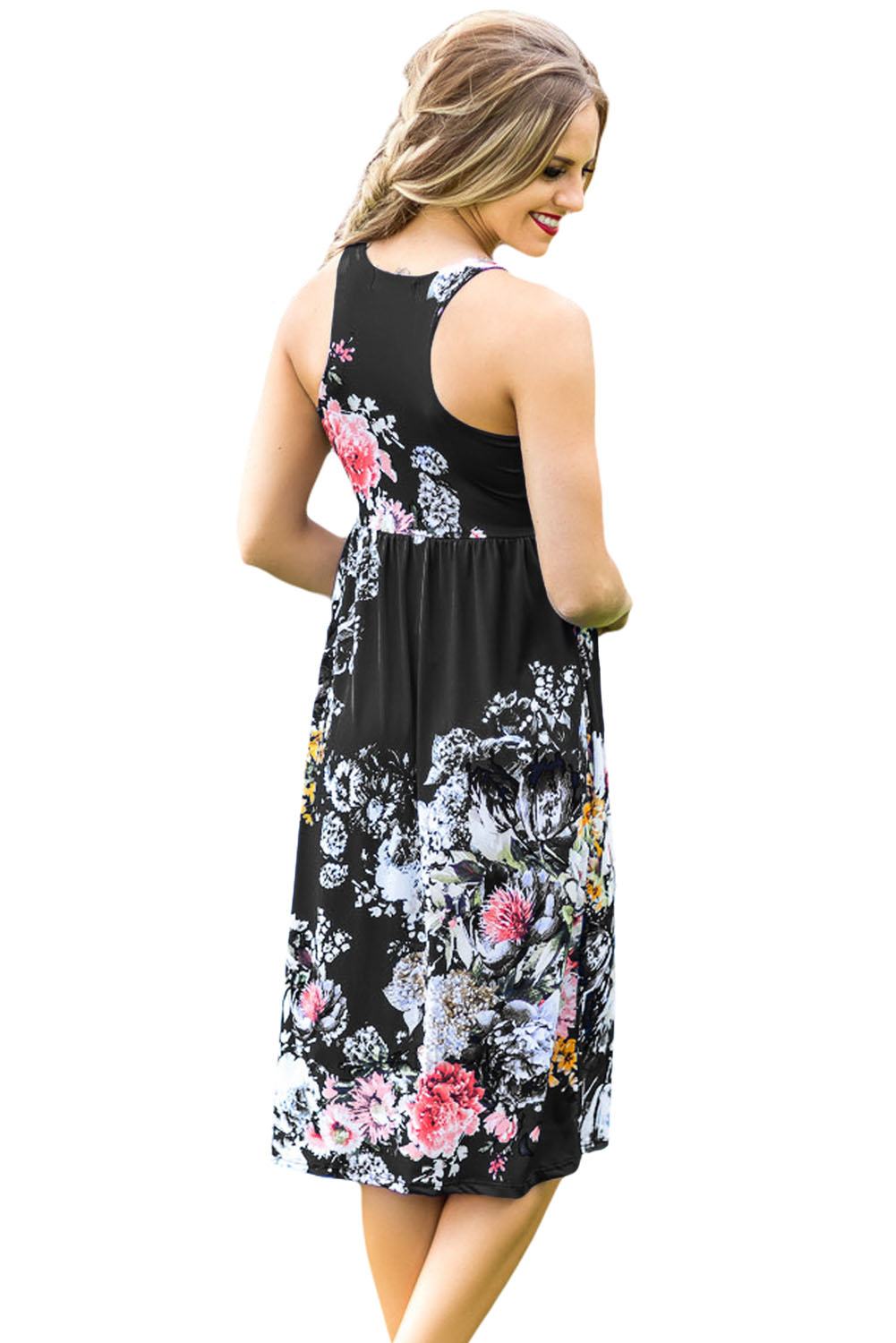 Fall in Love with Floral Print Boho Dress in Black