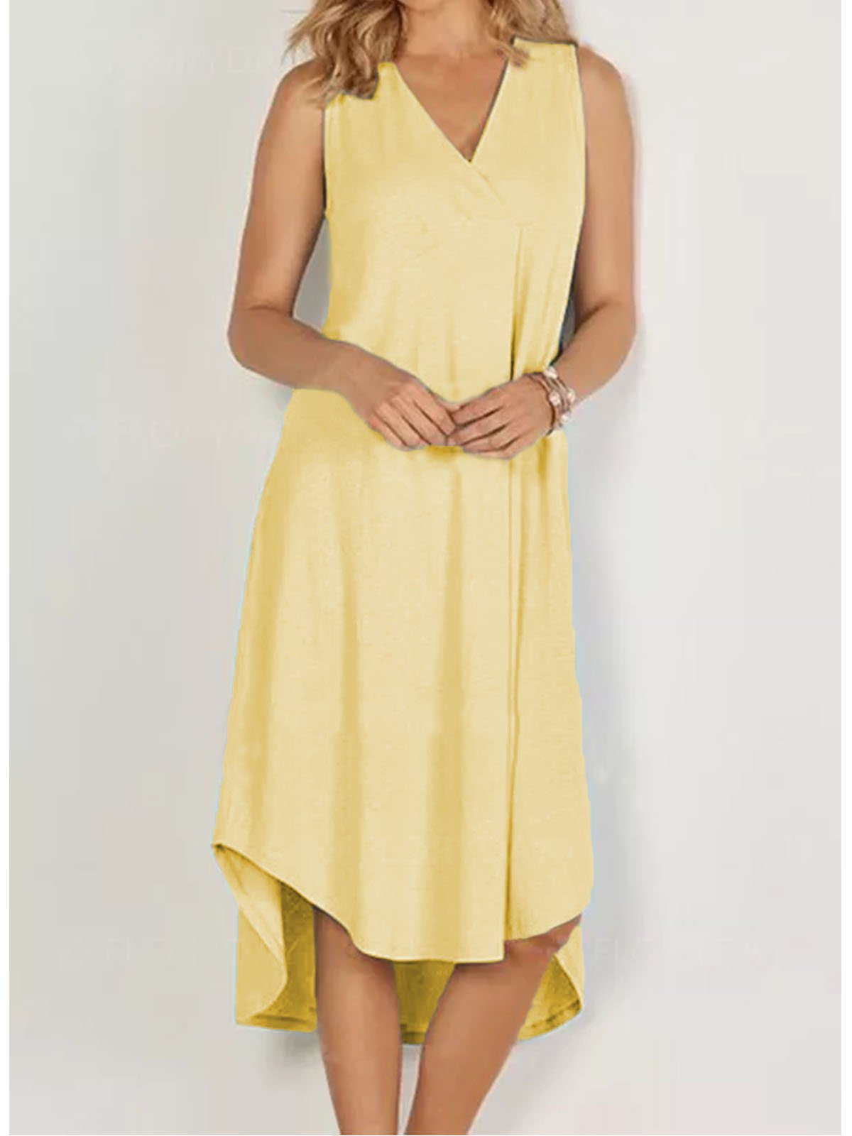 Blue Sweet Sleeveless Solid Dresses