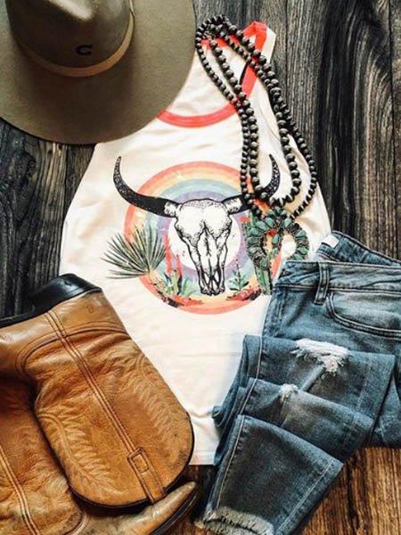 White Shift Floral-Print Casual Shirts & Tops