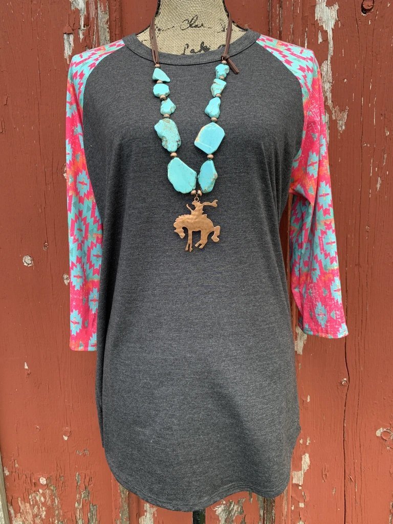 Gray Striped Casual Crew Neck Shirts & Tops