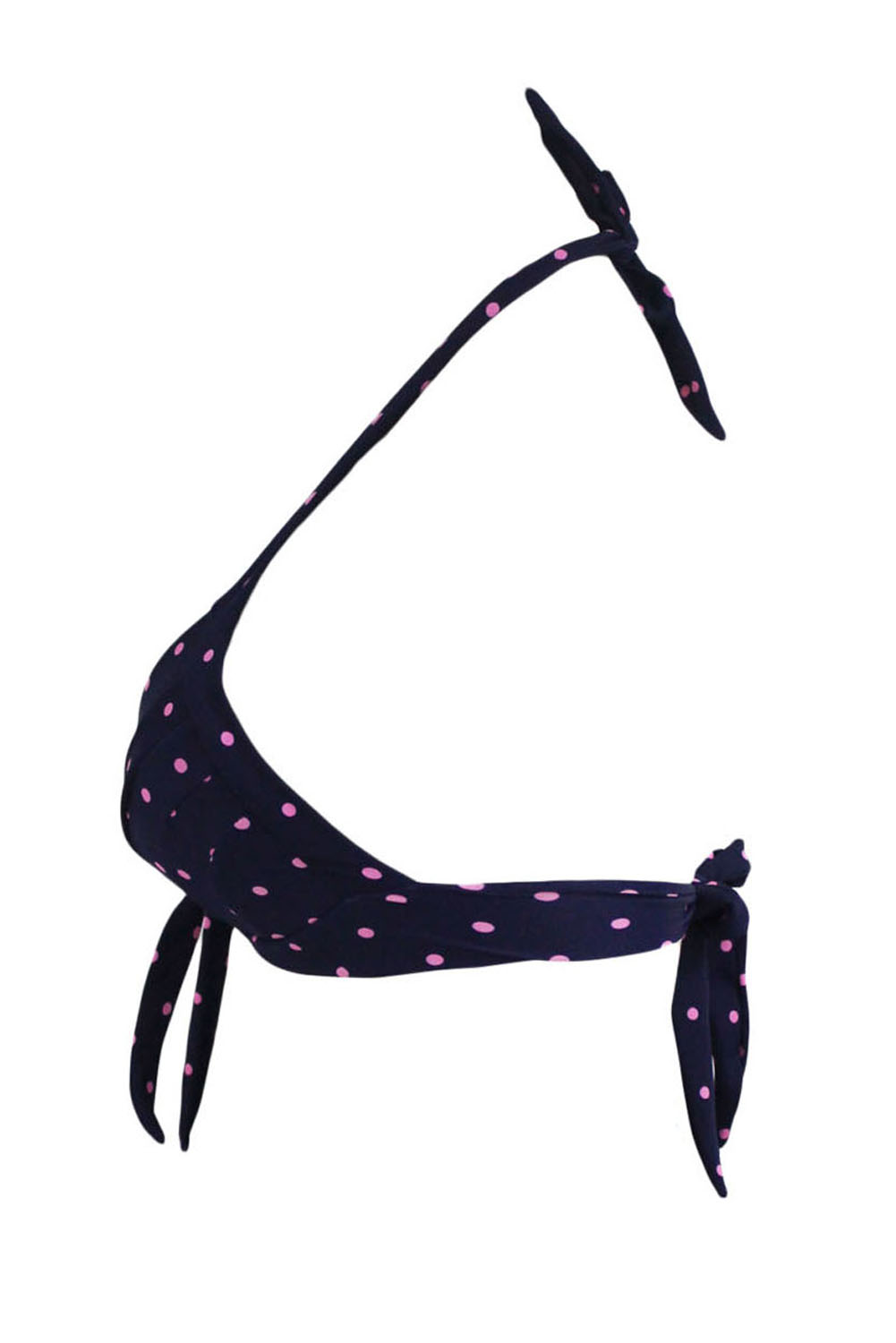 Polka Dot Print Retro Tie Front Bikini Top